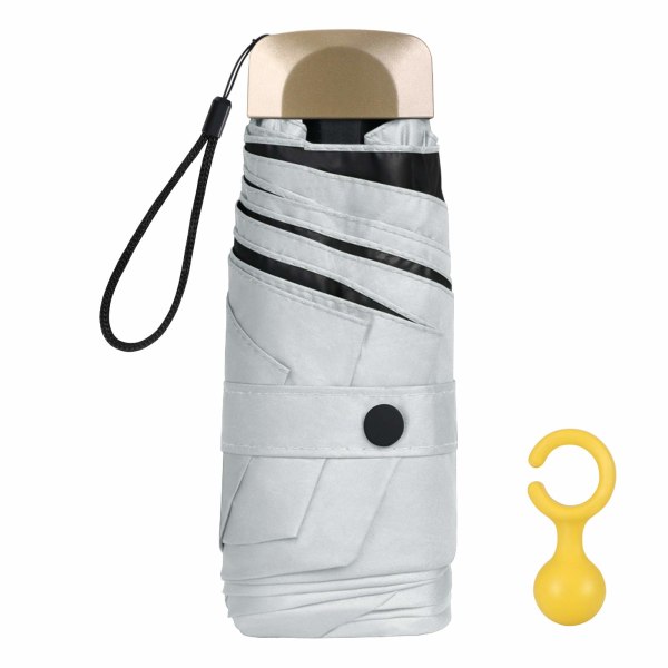 Beige kahvallinen taskusateenvarjo, 210T musta teippi 6 luuta, alumiini A