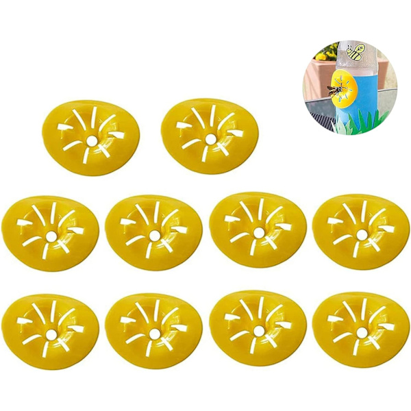 10 kpl (7,3 * 6,5 cm) keltaisia ampiaispyydyksiä ampiaispyydys keltainen suppiloloukku ampiainen ampiaiset hedelmäkärpäsloukku mehiläisen muotoiset lentävät ampiaispyydykset uudelleenkäytettävä ampiaispyydys mehiläispyydys