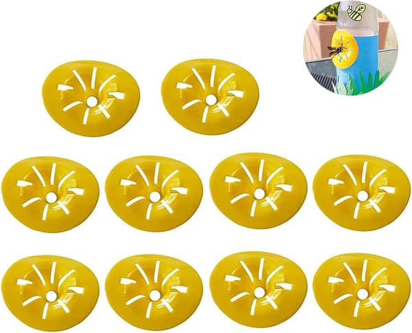 10 st (7,3*6,5 cm) gula getingfällor getingfälla gul trattfälla geting getingar fruktflugefällor bi-formade flygande getingfällor återanvändbar getingfälla bifälla