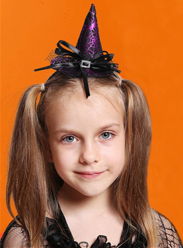 Halloween Heks Hatt Hodebånd Heks Edderkoppnett Hodeplagg Heks Hatt Hodeplagg Tilbehør Halloween Fest Cosplay (Lilla)