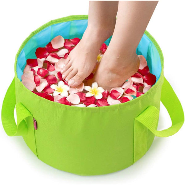 Hopfällbara hinkar, hopfällbar vattenpåse för diskho, för utomhusbruk, camping, trädgård, fiske, strand, picknick, 15L grön