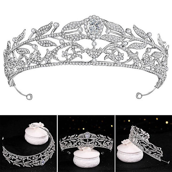 Brudkronan Legering Rhinestone Tiara Bröllop Tillbehör Löv Tiara