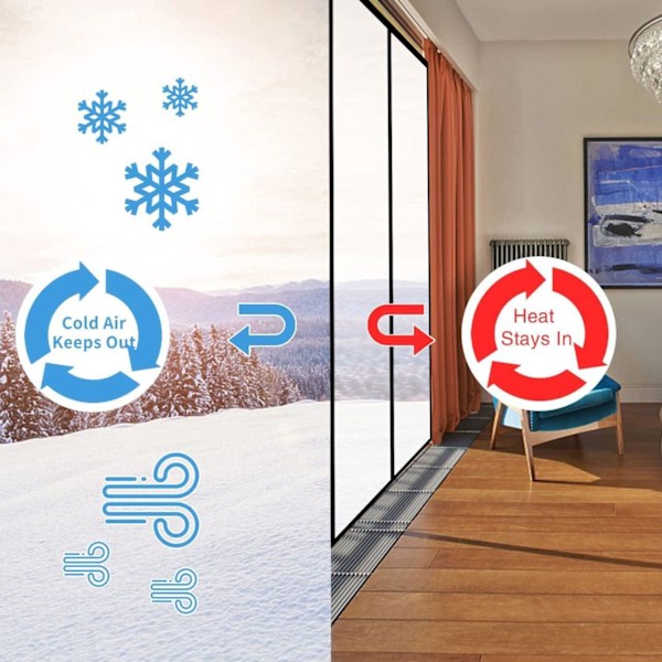 Magnetisk Isolerad Dörrgardin - Självstängande Transparent Skärm (Passar 91x208 cm) - Värmeskydd för Uteplats/Kök/AC-rum