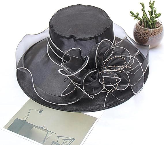 Svart - Organza Chapel Hat Peruk Bröllop Solhatt för Kvinnor