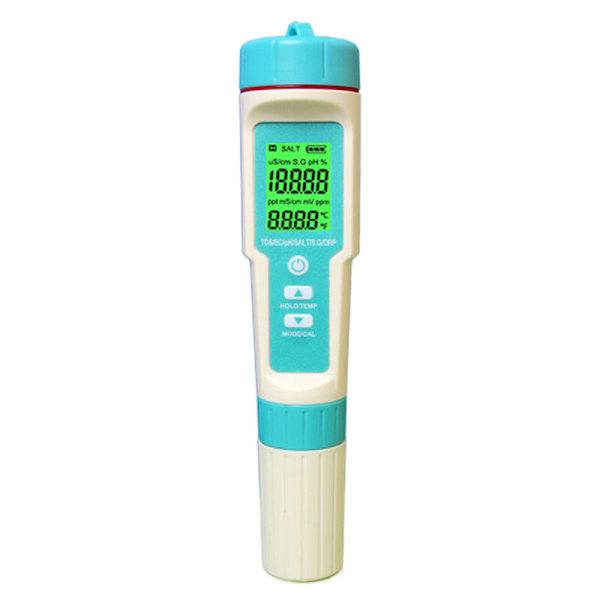 Vattenkvalitetstestare, 7 i 1 PH-mätare och PH/TDS/SALT/ORP/SG/TEMP/EC, PH-mätare med LCD-display, för dricksvatten, pooler, akvarier,