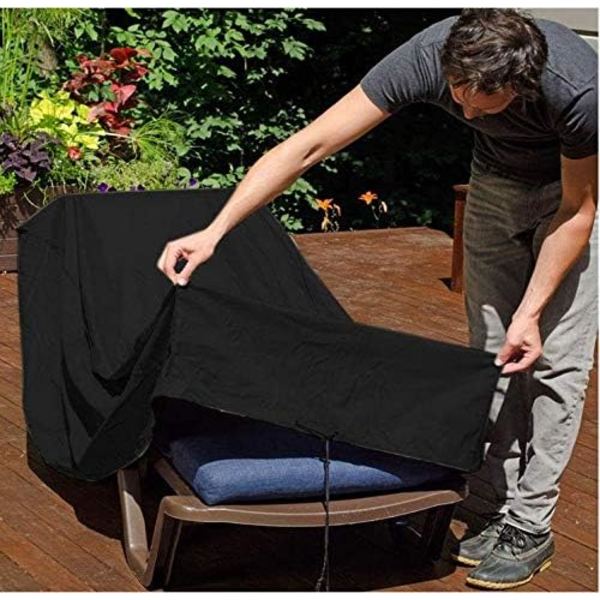 1 vapaa-ajan tuolinpäällinen (musta, 210 * 75 * 40 * 80cm), puutarhan vedenpitävä vapaa-ajan tuolinpäällinen, ulkokäyttöön pölytiivis ranta-tuolihuonekalujen suojapäällinen