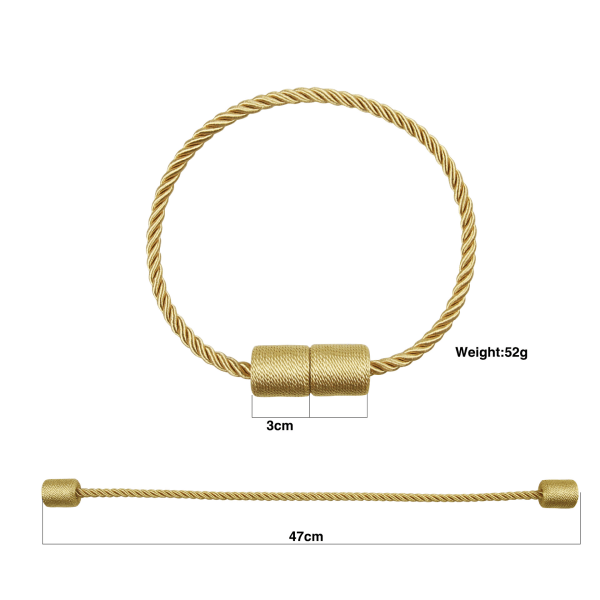 4 stycken magnetiska gardinuppsättningar Kaffe Färg Flätad Magnetisk Gardin Spänne Gardin Upphängning 47cm Gardin Rep - Gardin Tillbehör för Heminredning