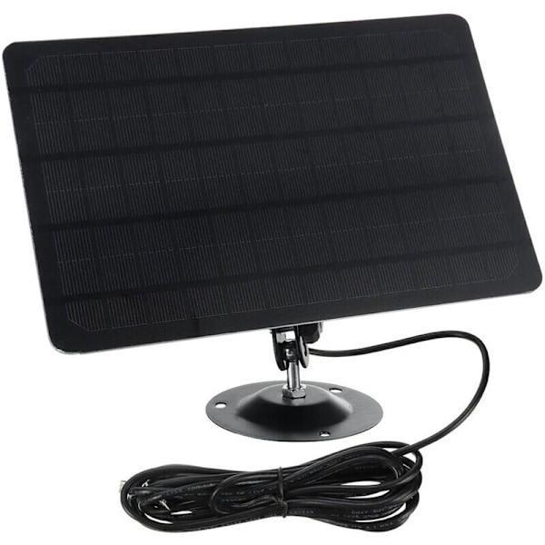 10W 5V 2000mAh Micro USB Solpanel 360 Graders Rotation Vattentät Väggmontering Monokristallin Kisel Solpanel för USB-Kamera Svart