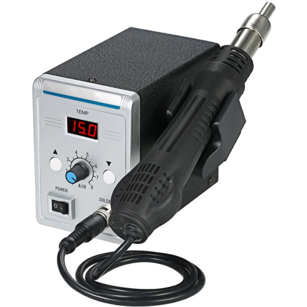 Digital Soldering Iron LED Hot Air Gun Soldering Station + Soldering Iron Set (European Standard + Accessories)