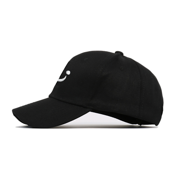 Smiley Face Broderad Baseballkeps 1-Pack Baseballkeps Dam Herr Låg Profil Bomull Pappakeps Justerbar Enfärgad Hatt