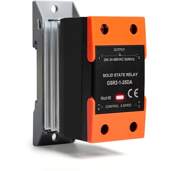 Halvlederrelæ, integreret halvlederrelæ GSR2-1-25DA med SSR relæ DC kontrol AC montering på DIN skinne