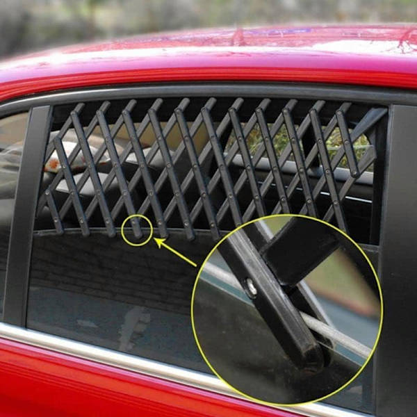 Justerbart kæledyrsvindue til bilen (stort 24,3*16,9*1,2CM), kæledyrsvognens bagrude, ventilationsgitter, universelt justerbart sikkerhedslåsetrækhegn