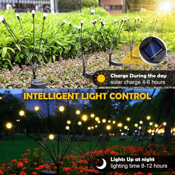 4 stk. Firefly solcellelamper, svingende vandtætte solcelledrevne havelamper, Firefly solcellehavelamper, dekorative solcellelamper til indkørsel, sti