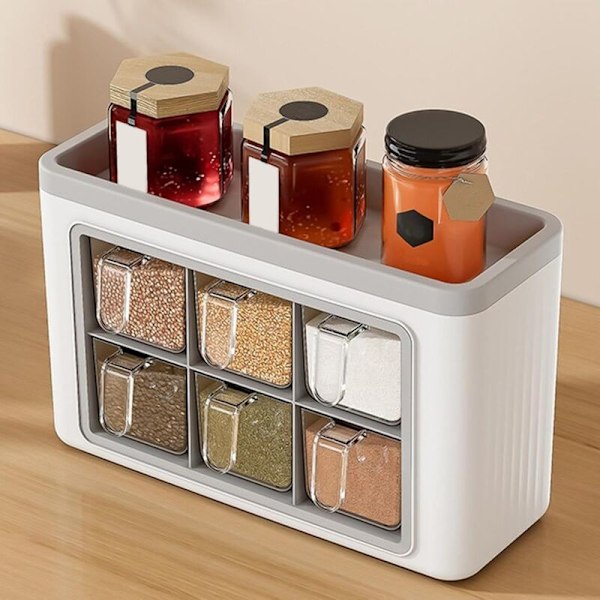 Transparent Set Box Salt Salt Salt Kryddburkar för Köksvägg Skick Land Förvaring Förvaringsburkar