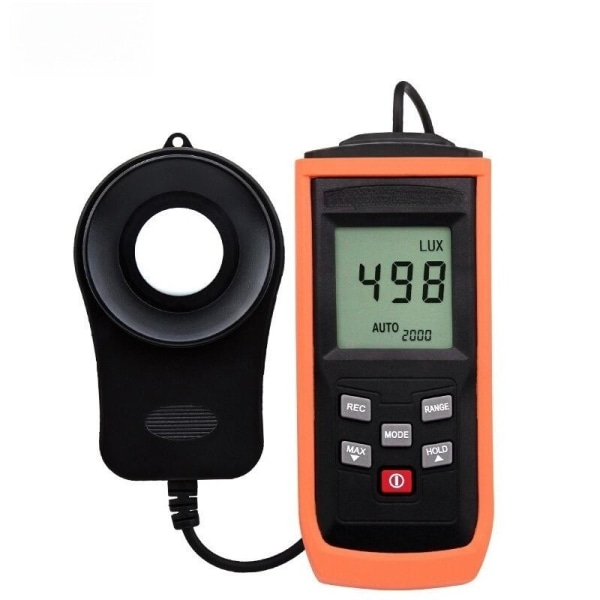 Digital lysmåler, håndholdt luxmåler, lysstyrkemåler fotometer 0~100.000 Lx (1 stk, orange)