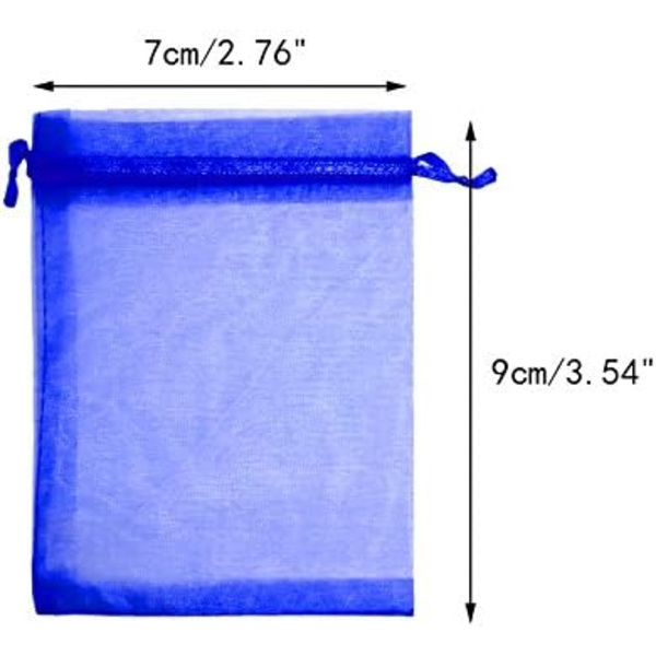 (Kungligt Blå) 100 st Organzapåsar 7x9cm, Små Organzapåsar Smyckespåsar med Dragsko, för Julbröllop Presentgodis
