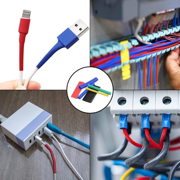 Vandtæt krympeflex, 2:1 krympeflex, elektrisk isolerings krympeflex kabelrørssæt til elektrisk kabel (5 farver), 328 stk.