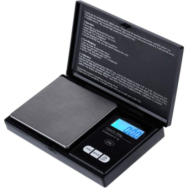 Guldsmykkevægt Mini bærbar elektronisk lommevægt til hjemmet 0,01 g gramvægt (1KG0,1)