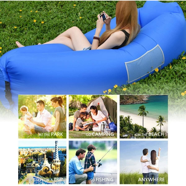 Vandtæt luft sofa med behagelige puder, bærbar oppustelig sofa, luft sofa, til camping, ferier, vandreture, swimmingpool og strandfester，2