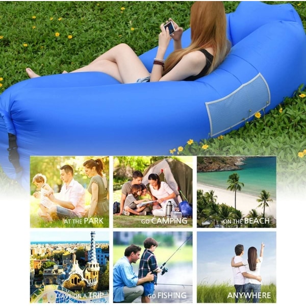 Vanntett luftesofa med komfortable puter, bærbar oppblåsbar sofa, luftesofa, for camping, ferier, fotturer, svømmebasseng og strandfester, 2