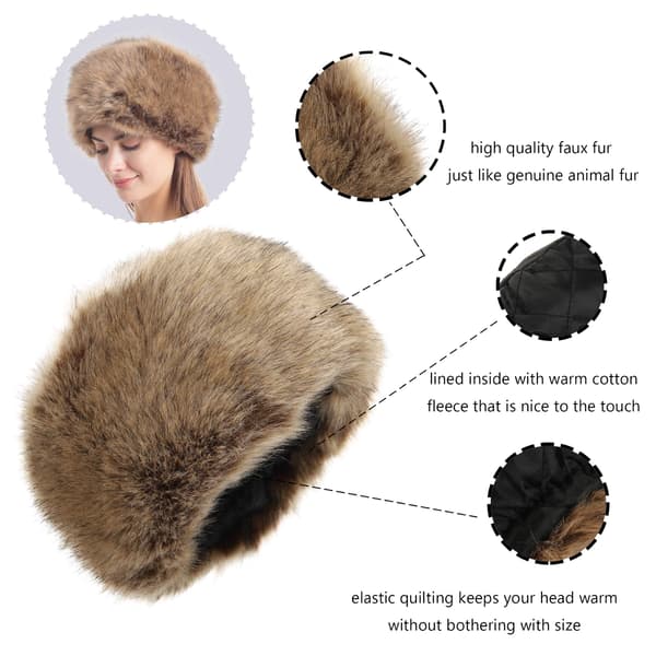 Dames Vinter Faux Fur Hat Stretch Cossack Russisk Stil Hvit Termisk Lue