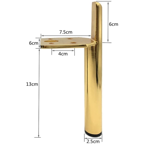4 stk moderne møbelben i jern - erstatningssofaben med skruer til bord, seng, skap - gull - 13 cm
