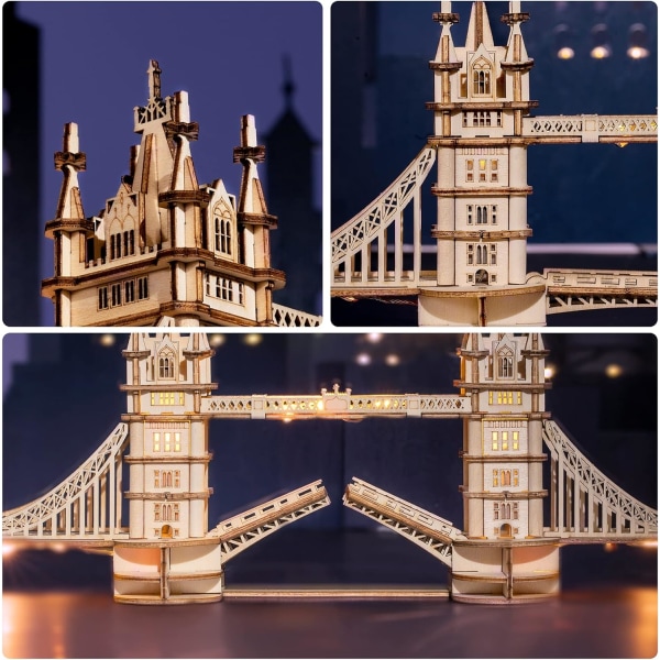 3D-puinen palapeli Tower Bridge -askartelumallisarja aikuisille syntymäpäivälahjojen tekemiseen perheelle ja ystäville 113 osaa