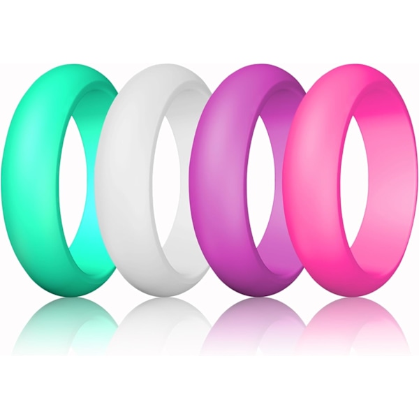 Silikonbröllopsband för kvinnor, tunna och hållbara stapelbara elastiska band för kärlek, par, minnen och utomhusstilar - Set med 10 ringar, storlek 6
