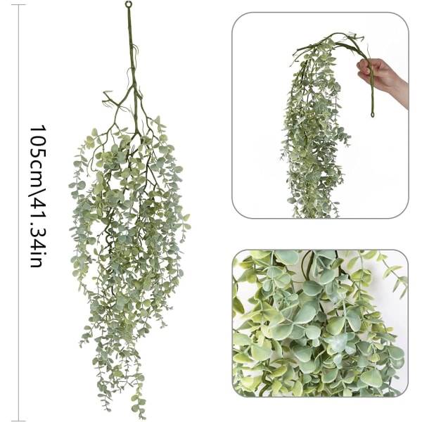 2-delad Faux Fern Vine (Vitgrön) - Dekorativ Fake Ivy för In