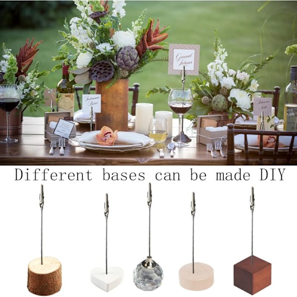20 stk. metalklips, Memo Clip Holder Stand, til at fastgøre kort, selvklæbende noter, til fødselsdage, festdekorationer (120 mm, sølv)