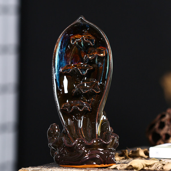 Keramisk yoga ornamenter tilbagestrømning røgelse brænder røgelse indsats lotus lotus blad tilbagestrømning røgelse brænder