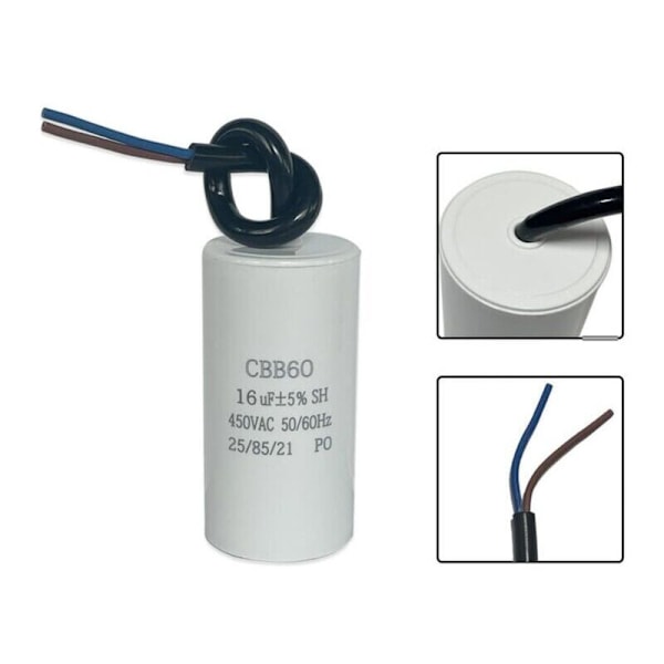 CBB60 16uf 50/60HZ startkondensator, motorkondensator, motorkondensator, mikrofarad kondensator med ledning