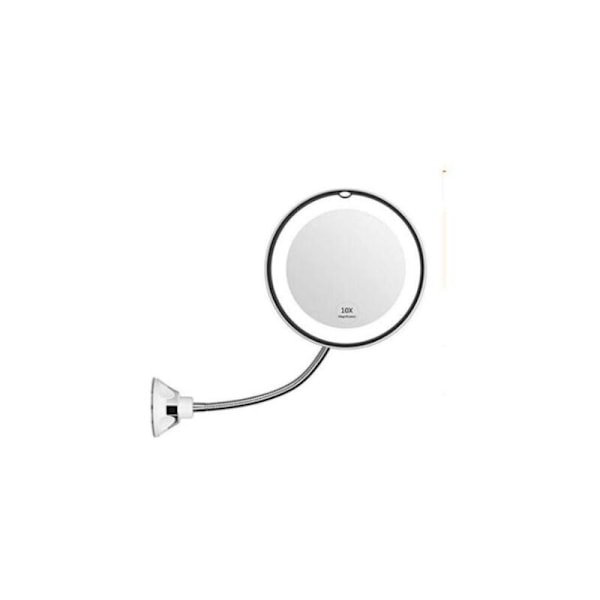 Muggly flexibel spegel med LED-ljus 10x förstoring, stark sugkopp, sminkbordsspegelbelysning, sminkspegel