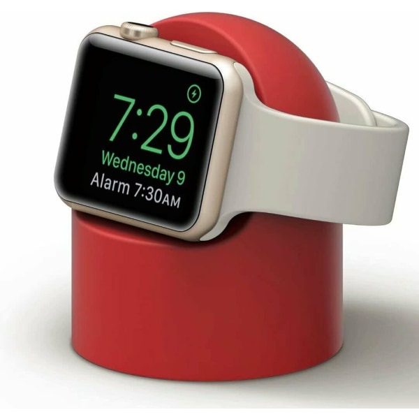 Opladerstativ silikone bundbeslag er velegnet til Apple Watch serie SE/6/5/4/3/2/1 (44/42/40/39 mm), understøtter natbordstilstand (adapter medfølger ikke