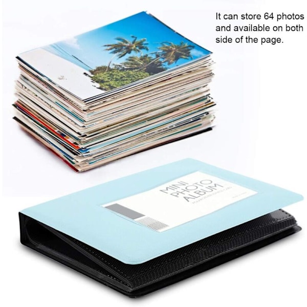 Mini 3 tuuman valokuva-albumi, 64 minitaskua Mini Albumit Valokuva Polaroid Kirjan kansi Kirja-albumi Valokuvien säilytys - Kevyt helppoa kuljetusta ja käyttöä varten (va