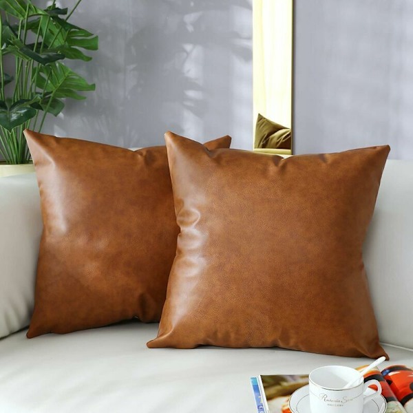 Ytterligare dekoration för julkuddöverdrag 45x45cm Set om 2, kuddfodral i 18x18 tum konstläder accent, modern prydnadskudde