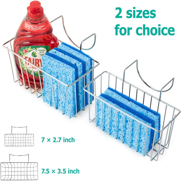 Køkken Svamp Holder Vask Kurv Vask Caddy Pensel Opvaskemiddel Dræn Stativ Sølv Lille (7\"x 2.7\"x 3.5\")