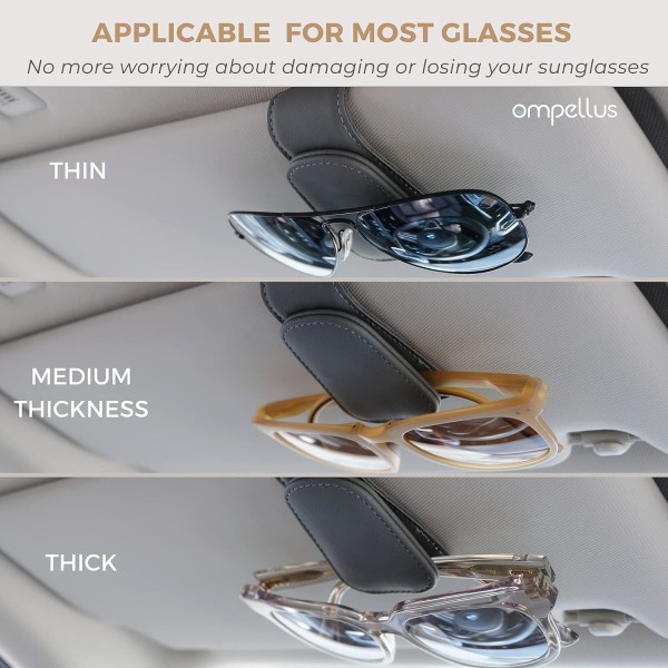 (Grå) 2 delar Läder Magnetic Glasögon Hållare - Bil Visir Hange