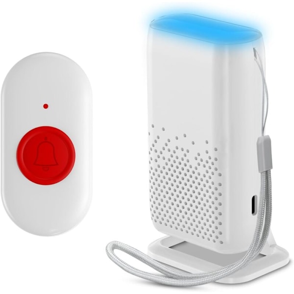 Alarmarmbånd til ældre, trådløs person alarm genopladelig via USB, alarm til ældre med 58 ringetoner, dørklokke til patienter med vi