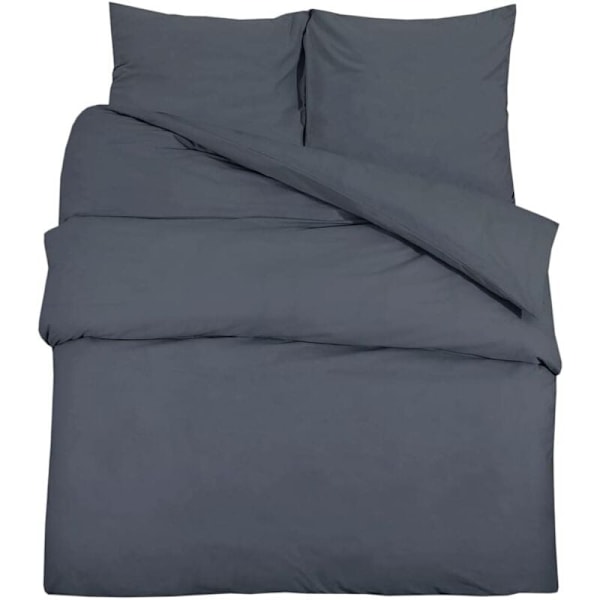 Påslakanset Sängkläder Set Örngott Sovrum Heminredning Antracit 220x240 cm Bomull