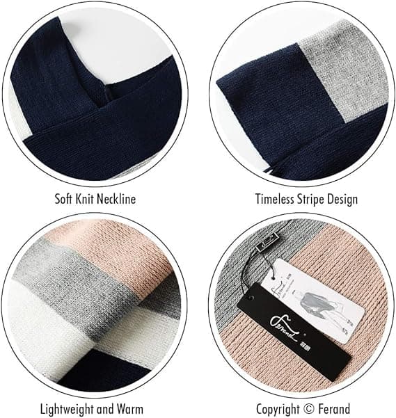 Kvinders Casual Stribet Poncho Sweater Versatile Frynser Sjal Wrap til Efterår Vinter