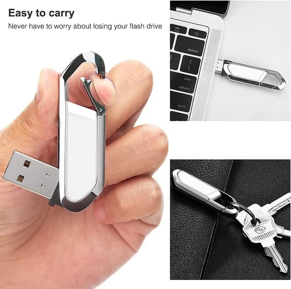 USB 64GB Portabelt Minnepinne med Nyckelring USB 2.0 Flash-enhet för Extern Datalagring, Vit