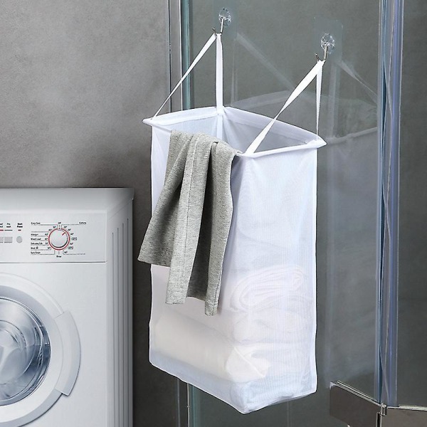 Mesh Vægmonteret Vasketøj Hæmmer Tøj Opbevaringspose Foldbar Ho
