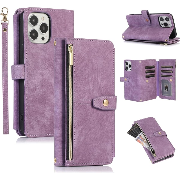 Kortspor Crossbody-telefondeksel til iPhone 14 Pro 6,1 tommer lilla