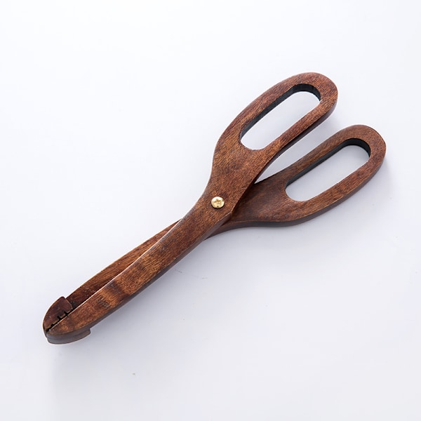 Tretang i tre for mat, tang for brødrister, anti-skolding grilltang, egnet for utendørs matlaging (saksetang)