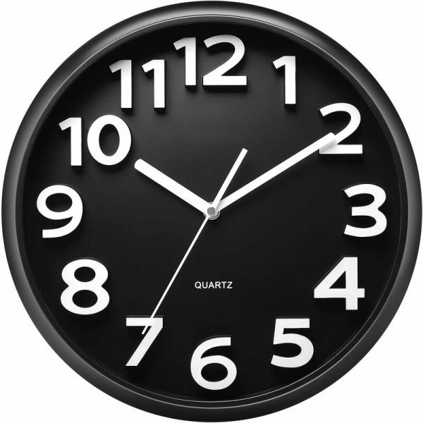 Stort 33 cm vægur, dekorative lydløse kvartsure, moderne stil, fremragende til køkken, stue, soveværelse, kontor. Stort 3D-display, batteri