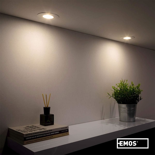 Set med 1 extra platta runda LED-strålkastare 5 watt (5W) / 450 lumen, vit exklusiv infälld LED-strålkastare - 50° justerbar taklampa LED neutral