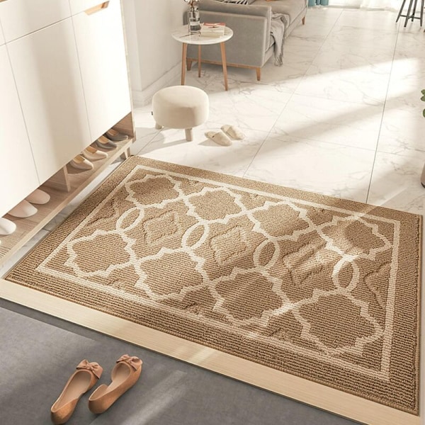 Innerdörrmatta, modern absorberande entrématta, Maskintvättbar halkskyddad, inner- och ytterdörr (60 x 90 cm, beige)