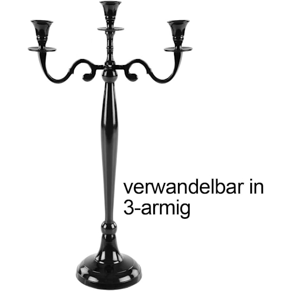 Svart kandelaber lysestaker - 5-armet lysestaker