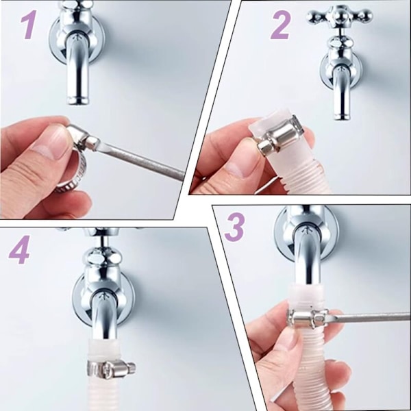 4 Delar Åtdragningshalsband, åtdragningshalsband Justerbar slang 6-12 mm, 304 rostfritt stålklämma, metall åtdragningshalsband, för slang, gas hem, w